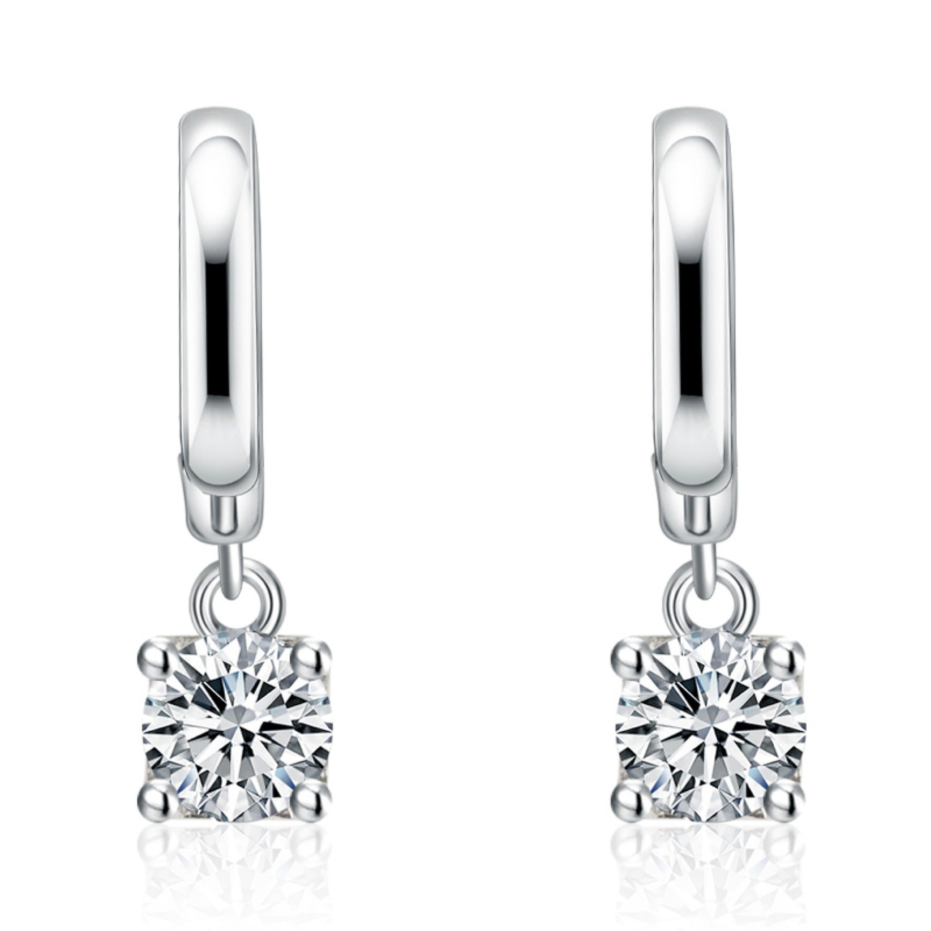 Aurora Square Drop Earrings | White gold