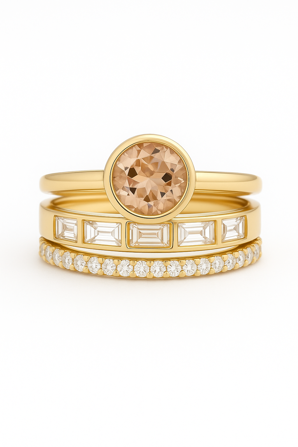 Hope - Inlaid Crystal Gold Ring Set