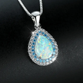 Blue Opal Drop Sparkling Necklace