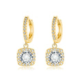 Square Halo Moissanite Drop Earrings | Gold